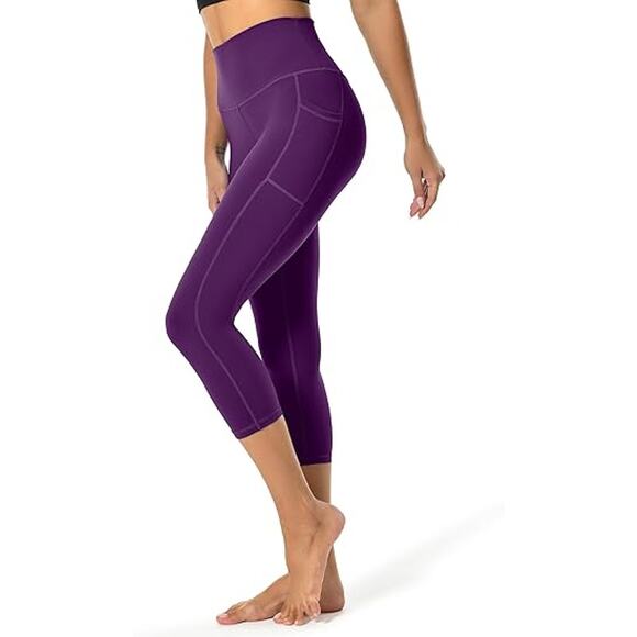Colorfulkoala Capri Leggings Womens S Purple High Waisted Pocket Yoga Athleisure - Picture 3 of 13